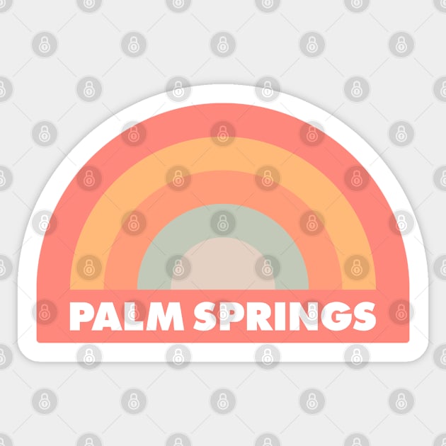 Palm Springs Retro Rainbow Badge Red Sticker by modeoftravel